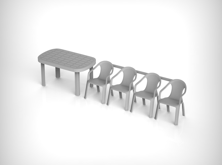 Table and Plastic Chairs 01. 1:35 Scale 3d printed