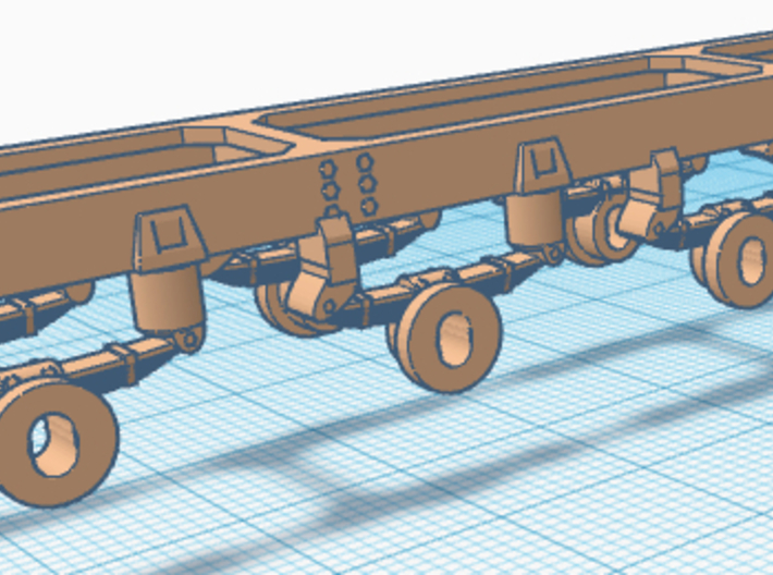 1/87th Quad axle pup trailer frame w options 3d printed 