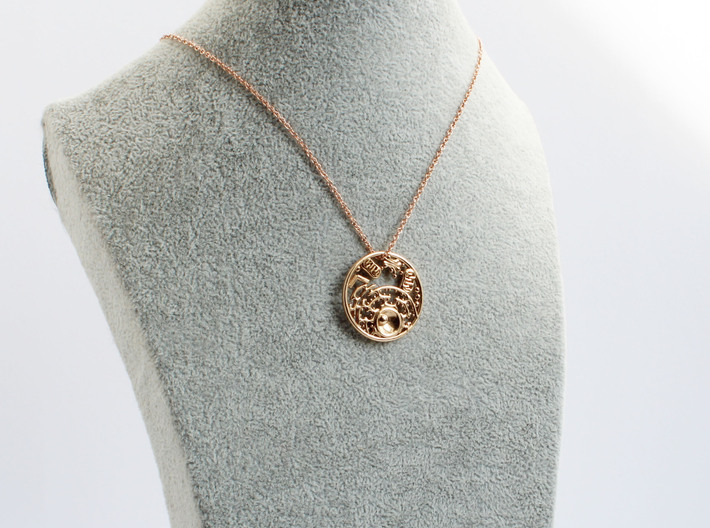 Animal Cell Pendant - Science Jewelry 3d printed Animal Cell Pendant in polished bronze