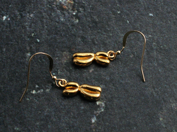 Chromosome Earrings - Science Jewelry 3d printed Chromosome earrings in 14K gold plated brass
