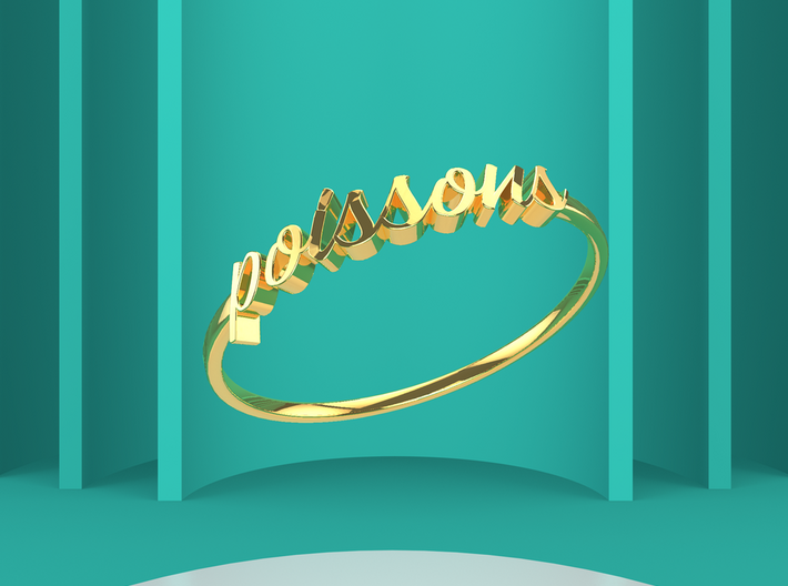 Astrology Ring Poissons US9/EU59 3d printed Gold Pisces / Poissons ring