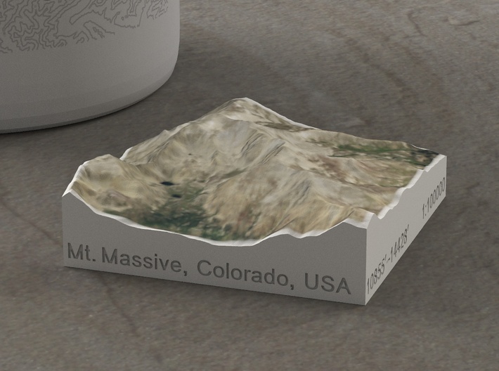 Mt. Massive, Colorado, USA, 1:100000 3d printed 