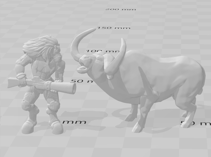 African Buffalo miniature model fantasy games dnd 3d printed 