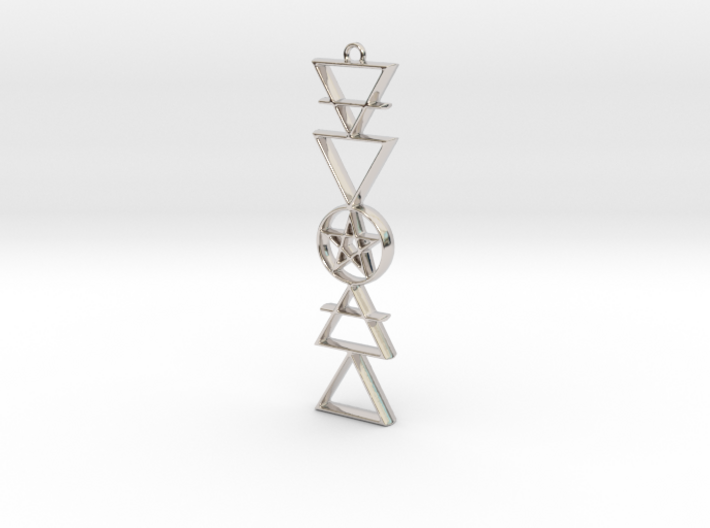 Elemental Symbols Pendant with Pentacle 3d printed
