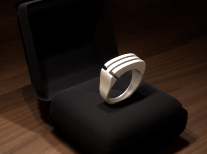 Large three lines Seal [sizable ring] 3d printed 