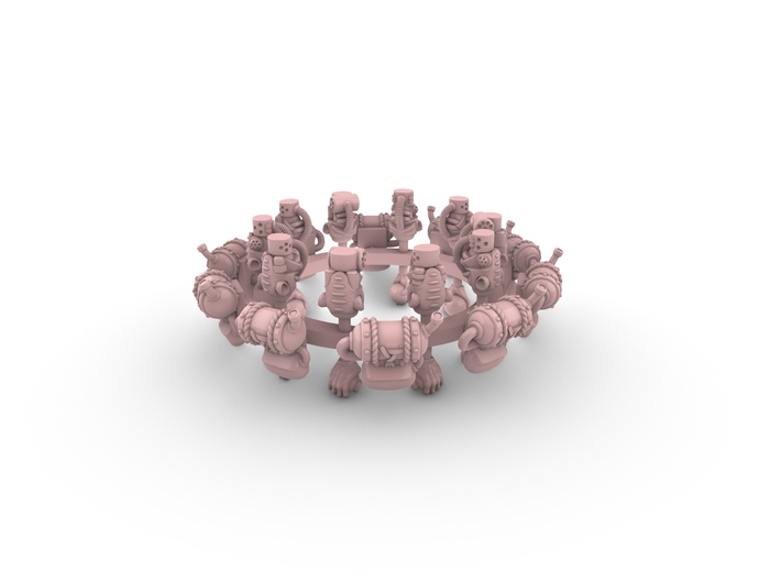 Warhammer Skaven Acolyte Heads Hands Backpacks x10 3d printed Big pink sprue to make a unit of 10 steampunk ratmen