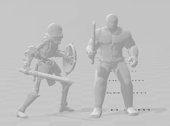 Skeleton Heavy Armor Sword Shield miniature model 3d printed 