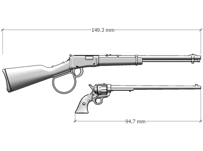 1:6 Lever Action Rifle & Revolver 3d printed 