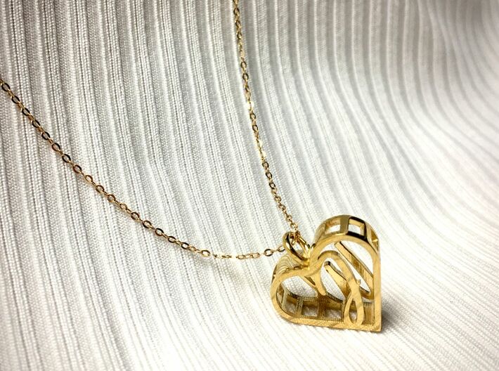 Heart Initial Pendant 3d printed 