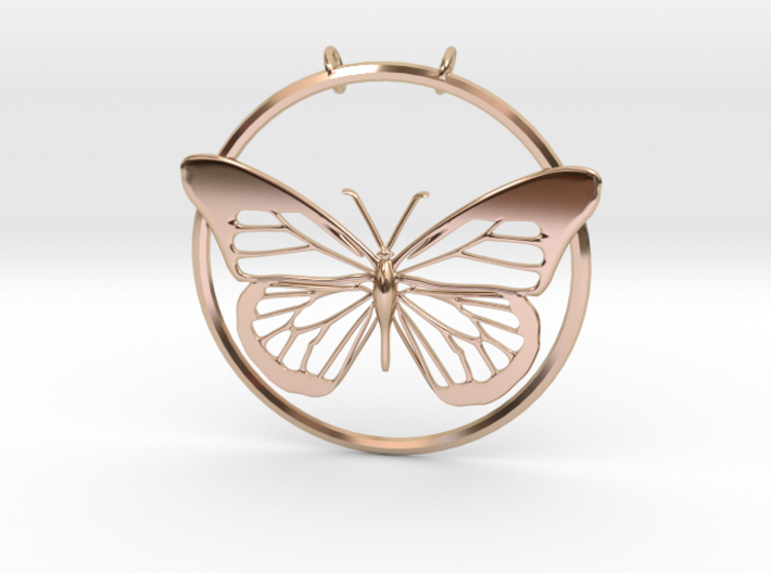 Circled Butterfly Pendant 3d printed