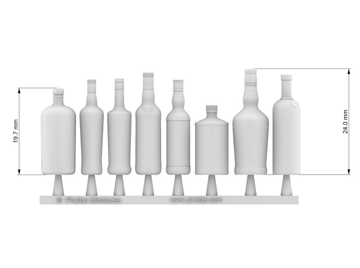 Bottles Ver02. 1:12 Scale 3d printed 