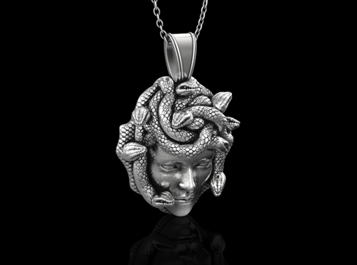 Sterling Silver Medusa Pendant No.2 3d printed 