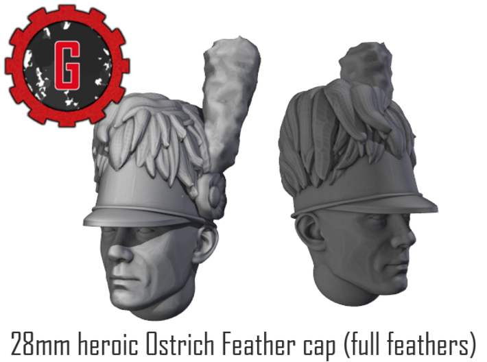 28mm Heroic Scale Ostrich Feather Cap 3d printed