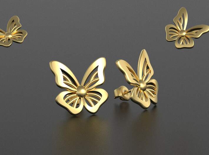 Butterfly earrings studs 3d printed