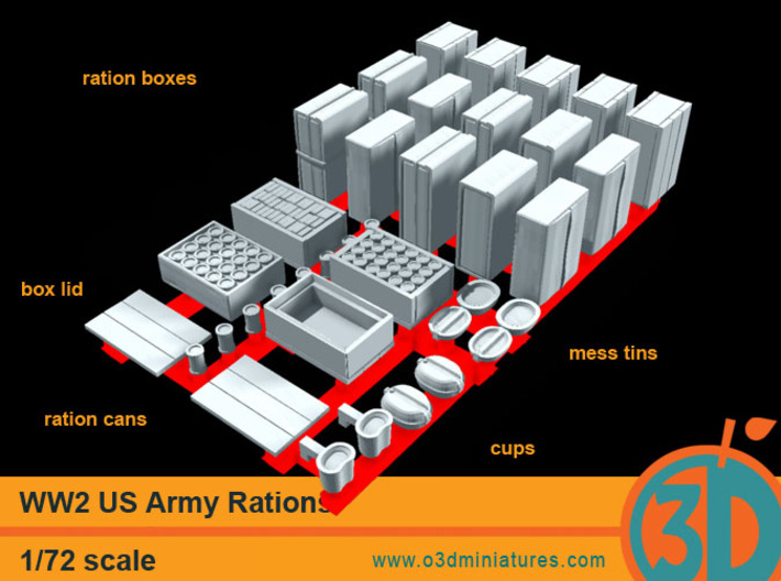 WW2 US Army Rations 1/72 scale 3d printed 