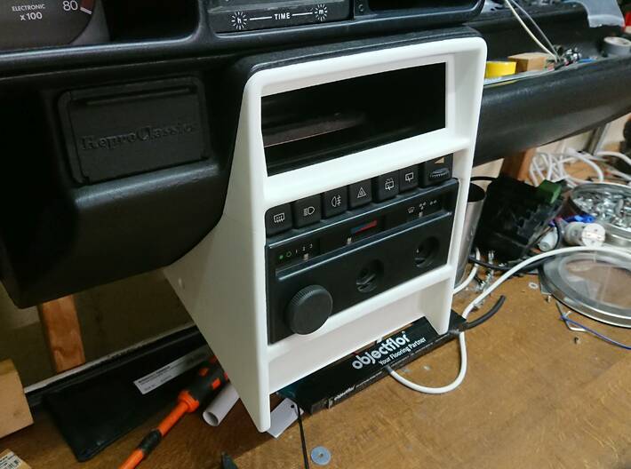 Lancia Delta centre console frame with radio 3d printed Checking it fits