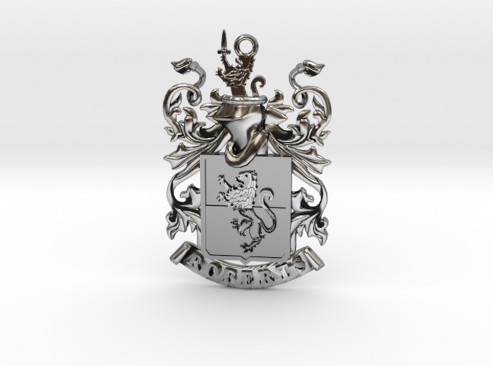 Roberts Family Crest Coat of Arms Pendant 3d printed