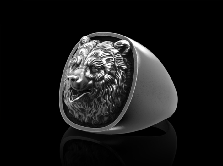 Sterling Silver Bear Ring 3d printed 