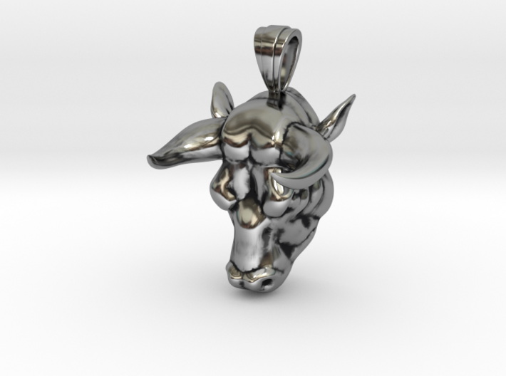 Sterling Silver Bull Pendant 3d printed 