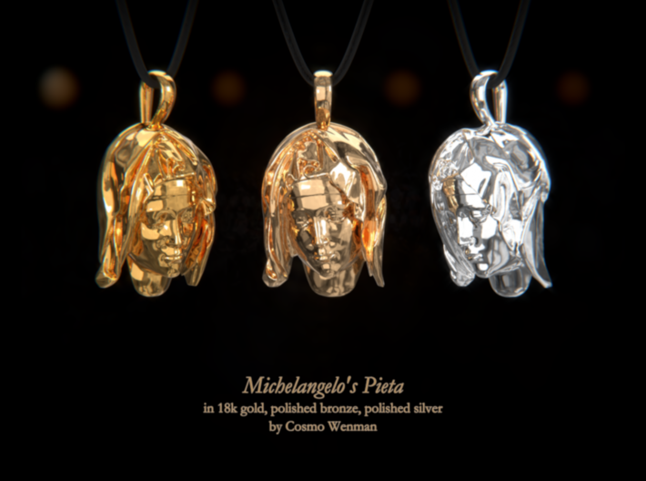 MICHELANGELO'S PIETÀ necklace pendant 3d printed 