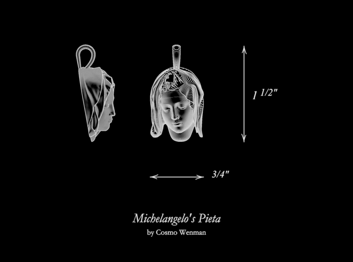 MICHELANGELO'S PIETÀ necklace pendant 3d printed 