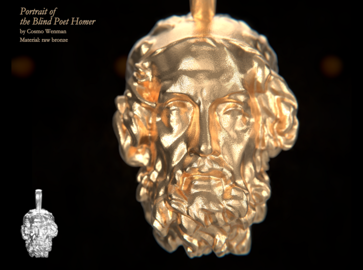 HOMER, the Blind Poet necklace pendant 3d printed
