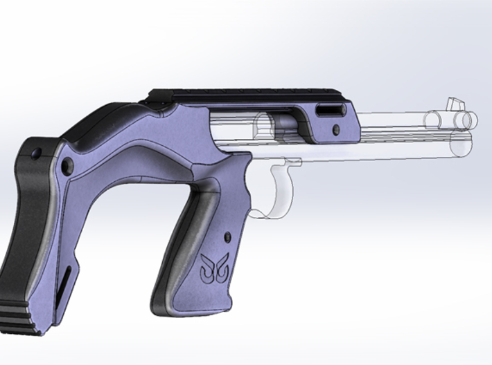GUNBOX-STOCKsmall-13XX 3d printed stock and rail shown on gun blank 
