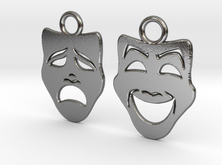 Comedy and Tragedy Earrings 3d printed 