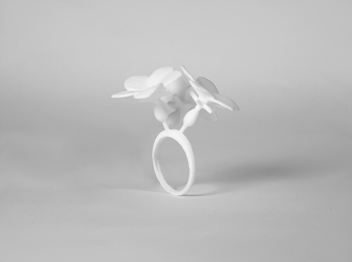 Ring with three large flowers of the Melon 3d printed 