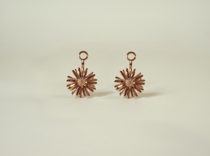 Earrings with one small flower of the Daisy 3d printed 