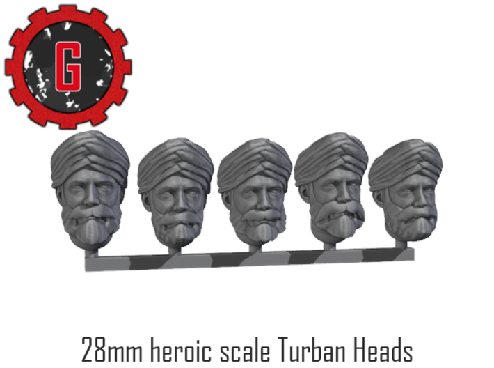 28mm Heroic Scale Turban Heads 3d printed