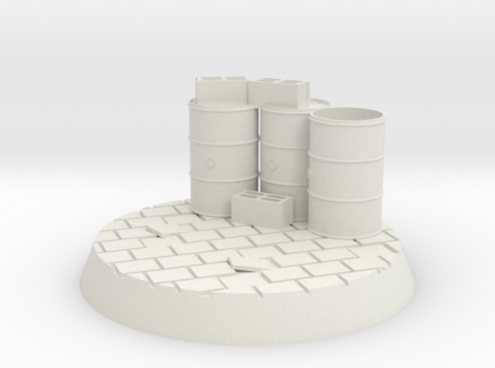 40mm Cobble Base With Drums and Cinder Blocks 3d printed