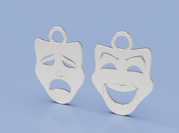 Comedy and Tragedy Earrings 3d printed Render