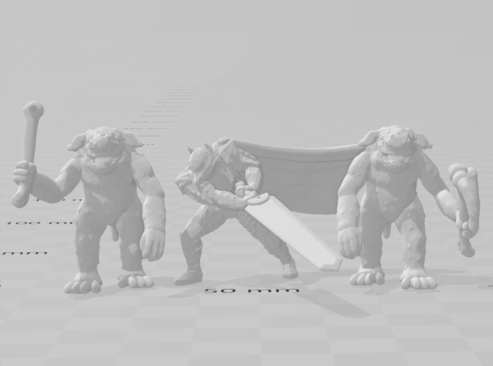 Troll with Bone Axe miniature model fantasy games 3d printed 