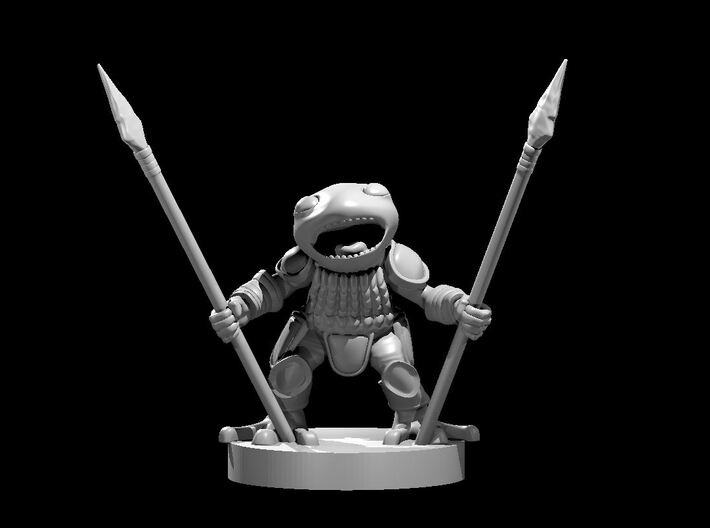 Grung Barbarian w two spears 3d printed