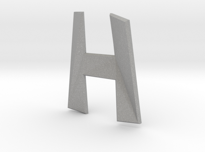 Distorted letter H no rings 3d printed