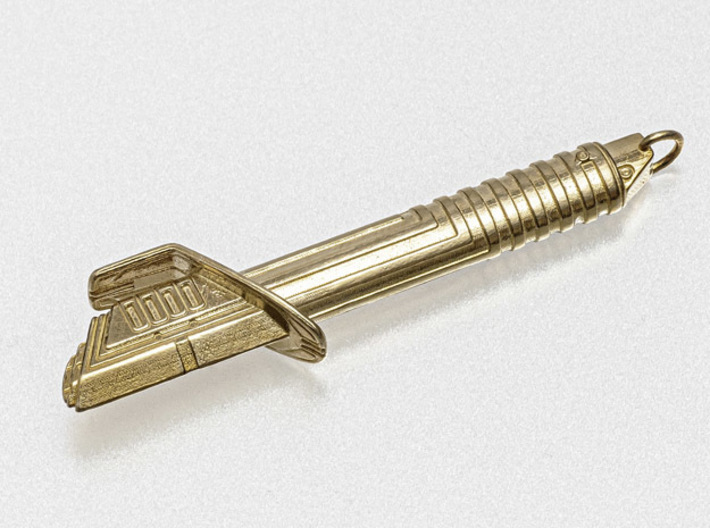 DRKSBR MANDO keychain 3d printed Natural Brass