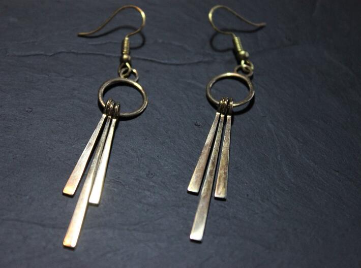 Valencia Earrings 3d printed Product shown is polished brass.