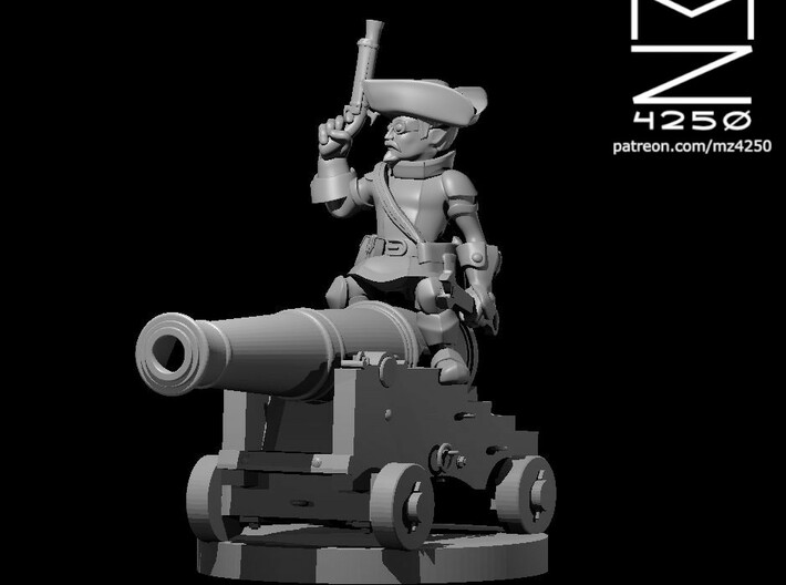 Gnome Male Artillerist Artificer on a cannon 3d printed