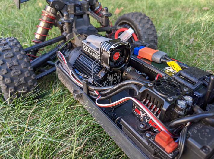 "Blower" 3S BLX Fan Duct for ARRMA ARAC7009 3d printed Installed on Typhon 3S BLX Motor