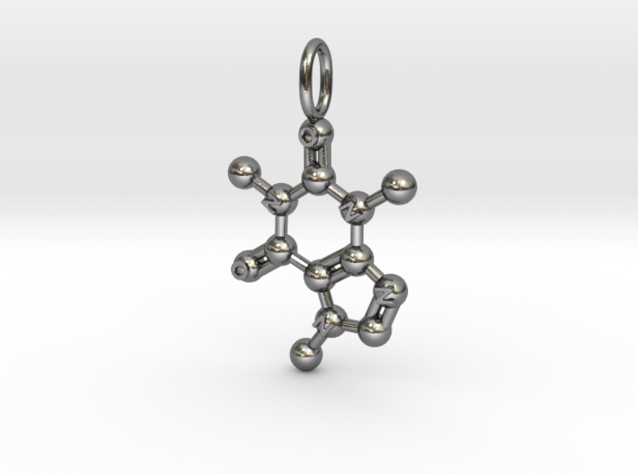 Caffeine Pendant - Molecular Jewelry 3d printed