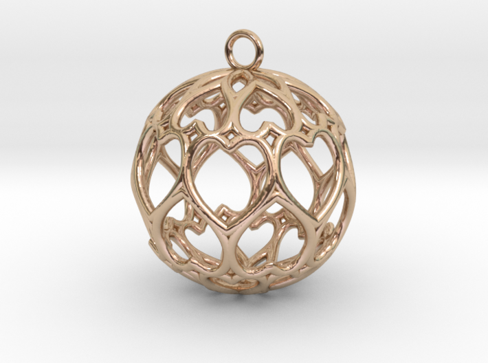 Round Heart Pendant/ Earring 13878 3d printed