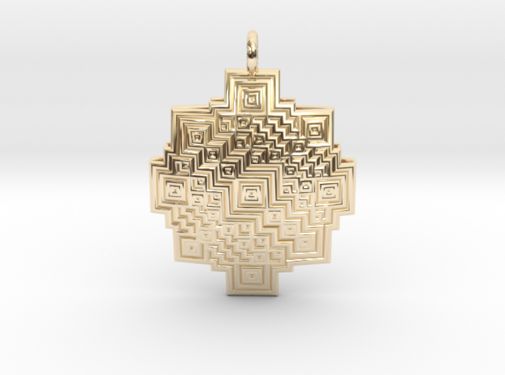 Square fractal Mandala pendant 3d printed