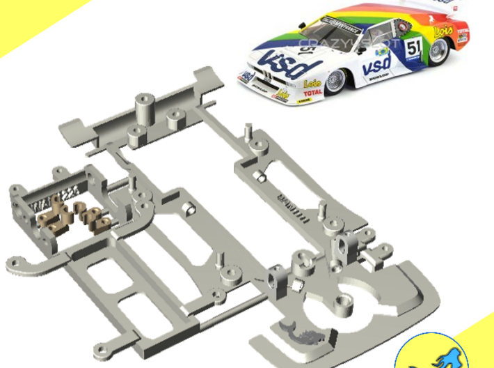 Chassis Kit BMW M1 Gr.5 for Sideways bodies 3d printed