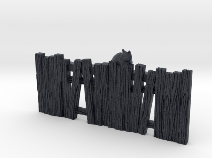 O Scale Black Cat on a Fence 3d printed This is a render not a picture