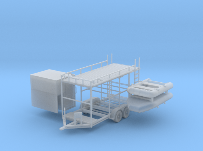 Swift Water Rescue Trailer &amp; Boats 1-87 HO Scale 3d printed