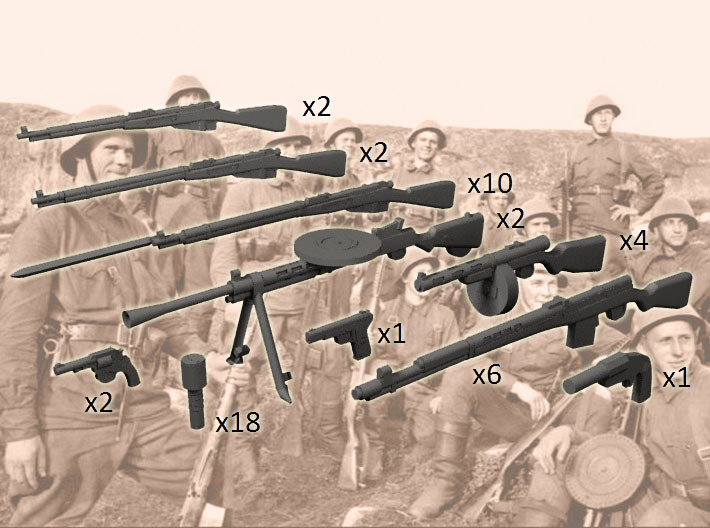 1/35 WW2 Soviet 1941 weapons set 3d printed