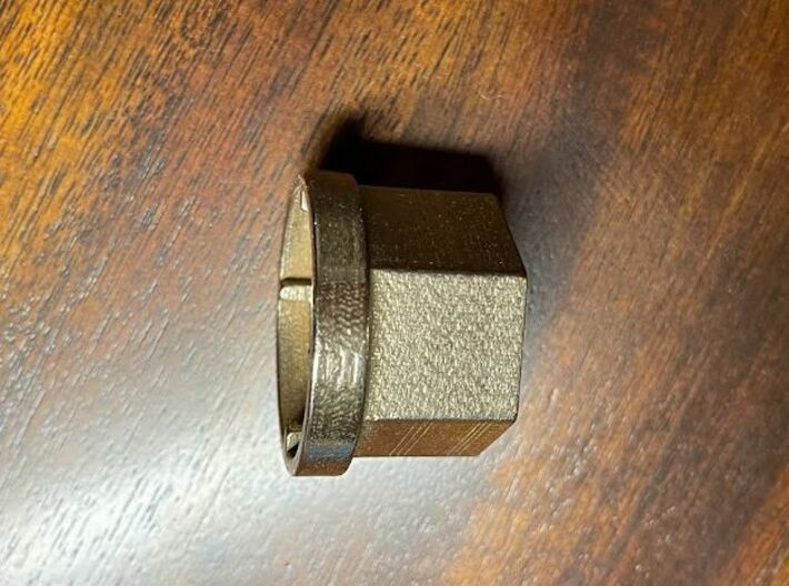 Spica Solenoid locknut socket adapter 3d printed In polished bronzed-silver steel