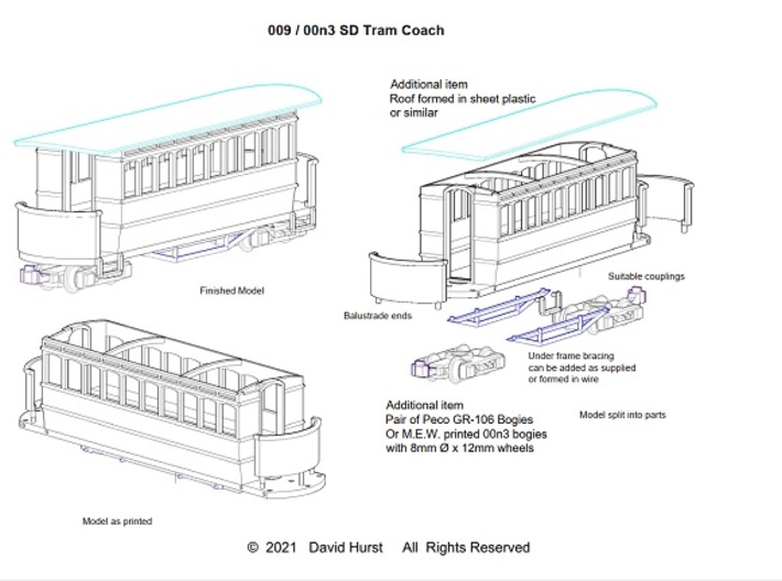 009-00n3 Long Tram Coach 3d printed 