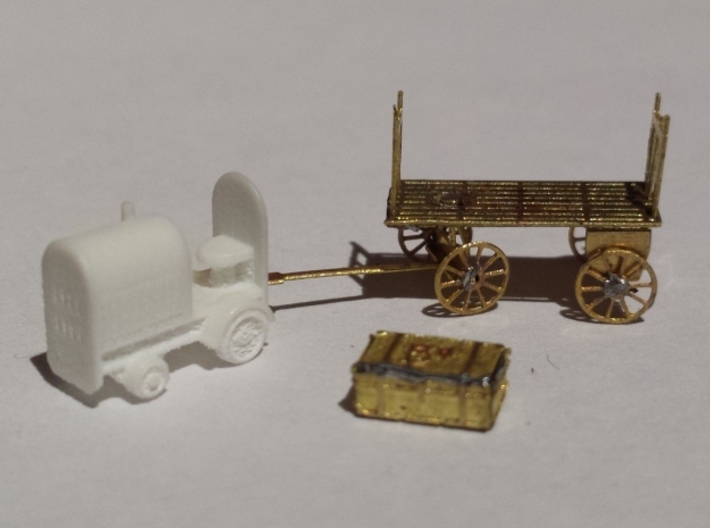 Baggage Cart Tractor N Scale 3d printed Tractor with Micron Art baggage cart and trunk